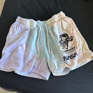 NASA Astronaut Graphic Men's Athletic Shorts - White and Blue